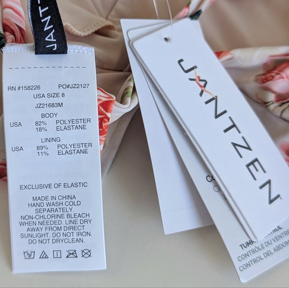 Jantzen Rose Print Front Lacing Back Tie Swimsuit - Picture 5 of 8